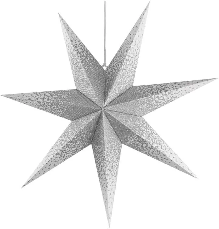 Vianočné osvetlenie EMOS LED hviezda papierová závesná so striebornými trblietkami v strede, biela, 60 cm, vnútorná