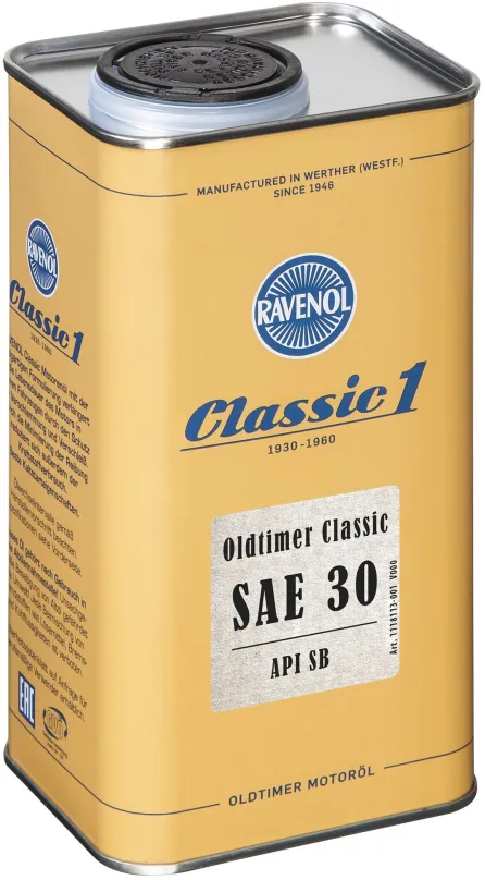 Motorový olej RAVENOL Oldtimer Classic SAE 30 API SB; 1 L, , minerálne, API SB, CZ distrib