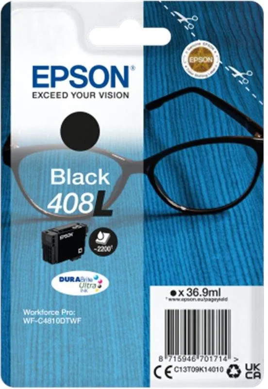 Epson originálny ink C13T09K14010, T09K140, 408L, čierna, 36.9ml, Epson WF-C4810DTWF