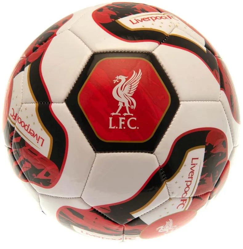 Futbalová lopta Ouky Liverpool FC, bielo-červená, 26 panelov, vel. 5