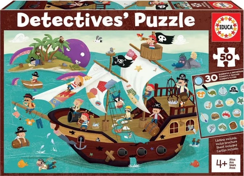 Puzzle Educa Detektívne puzzle Pirátska loď 50 dielikov