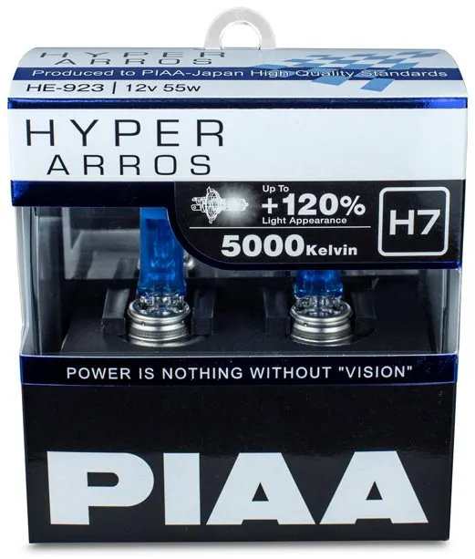Autožiarovka PIAA Hyper Arros 5000K H7 + 120%. jasne biele svetlo s teplotou 5000K, 2ks