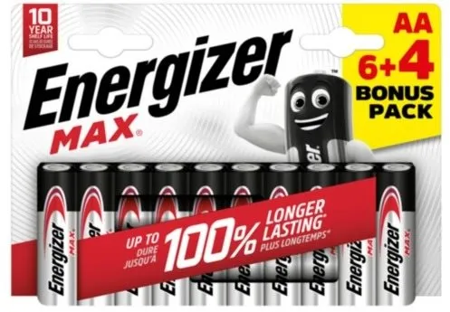 Jednorazová batéria Energizer MAX AA 6+4 zadarmo