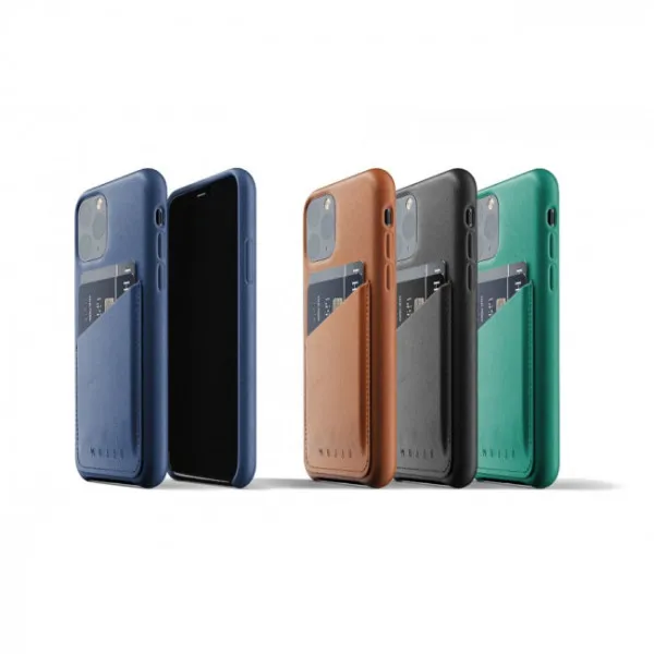 MUJJO Full Leather Wallet Case pre iPhone 11 Pro - modrý