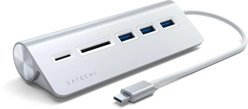 Replikátor portov Satechi Aluminium Type-C USB Hub (3x USB 3.0, MicroSD) - Silver