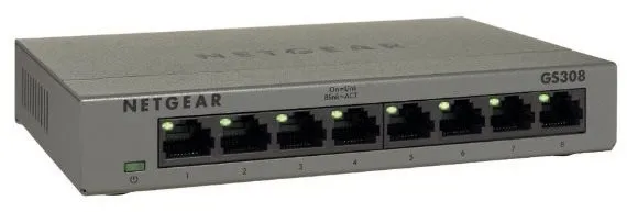 Switch Netgear GS308, desktop, 8x 10/100/1000Base-T, prenosová rýchlosť LAN portov 1 Gbit,