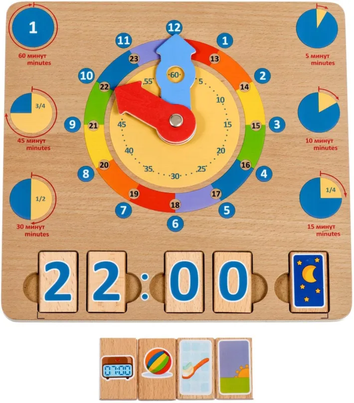 Stolová hra Lucy & Leo 184 Učíme sa hodiny - drevená náučná hracia doska