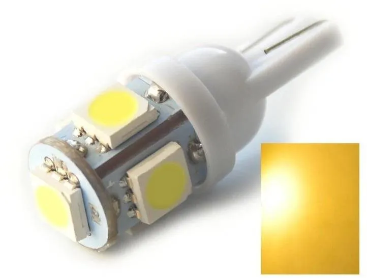 LED autožiarovka Rabel T10 W5W 5 smd 5050 TEPLÁ BIELA