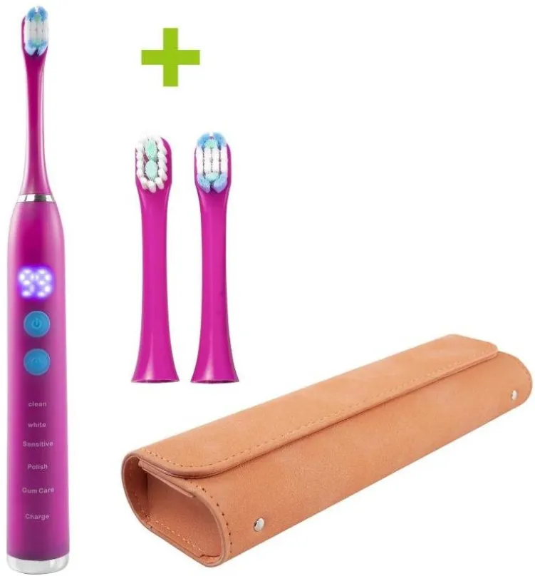 Elektrická zubná kefka Sonická zubná kefka OXE Sonic T1 + púzdro a 2x náhradná hlavica ružová