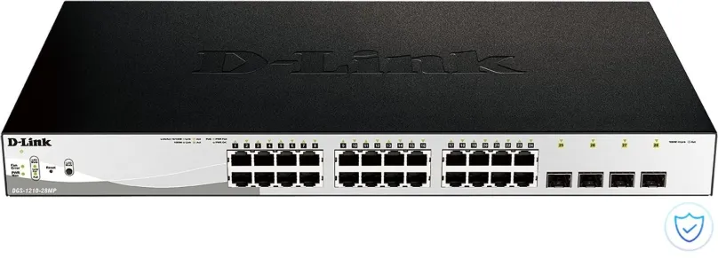 Switch D-Link DGS-1210-28MP, do čajky, 24x RJ-45, 4x SFP, L2, Power over Ethernet (PoE), Q