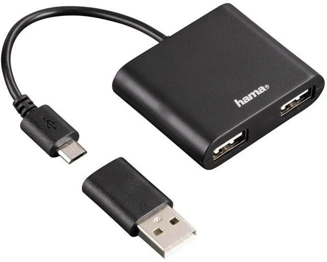 USB Hub Hama USB 2.0 OTG Hub 1: 2 čierny