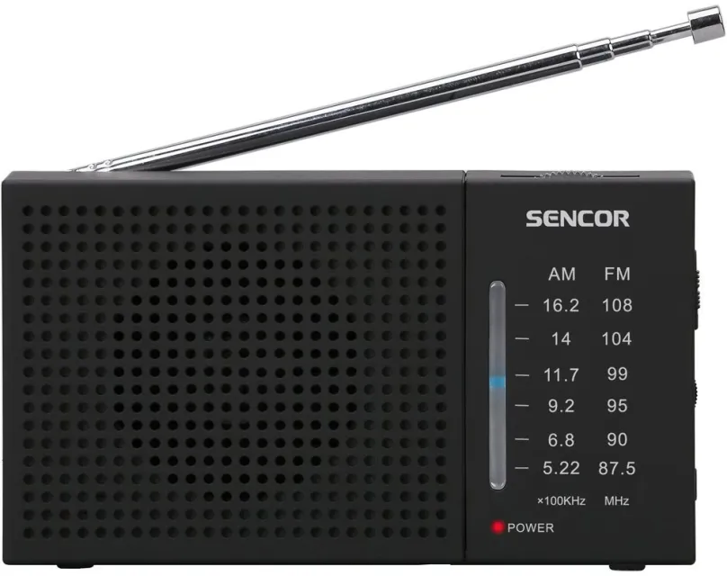 Rádio Sencor SRD 1800, klasické, prenosné, AM a FM tuner, výkon 0,5 W, výstup 3,5 mm Jack,