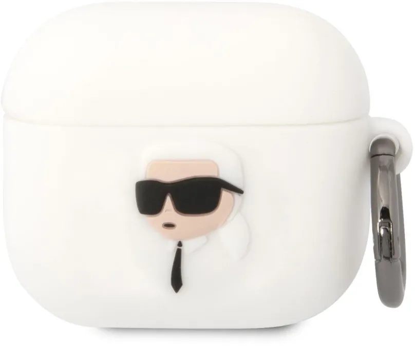 Puzdro na slúchadlá Karl Lagerfeld 3D Logo NFT Karl Head Silikónové Puzdro pre Airpods 3 White