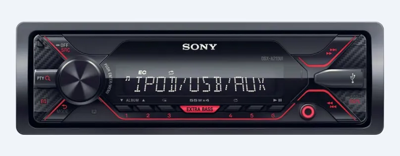 Autorádio Sony DSX-A210UI, bez mechaniky, výkon zosilňovača 4x55 W, veľkosť 1 DIN, odnímať