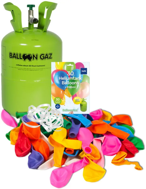 Balóniky s héliom Helium na 30 balónikov, jednorazová nádoba vrátane balónikov