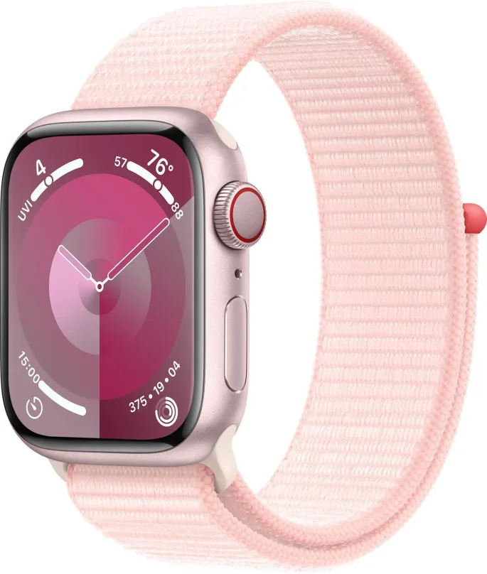 Chytré hodinky Apple Watch Series 9 41mm Cellular Ružový hliník so svetlo ružovým prevliekacím športovým remienkom