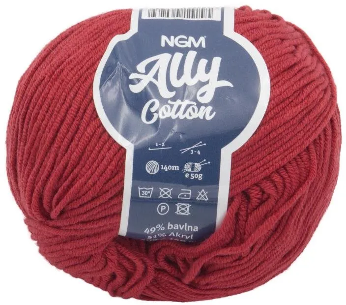 Priadza Ally cotton 50g - 009 červená