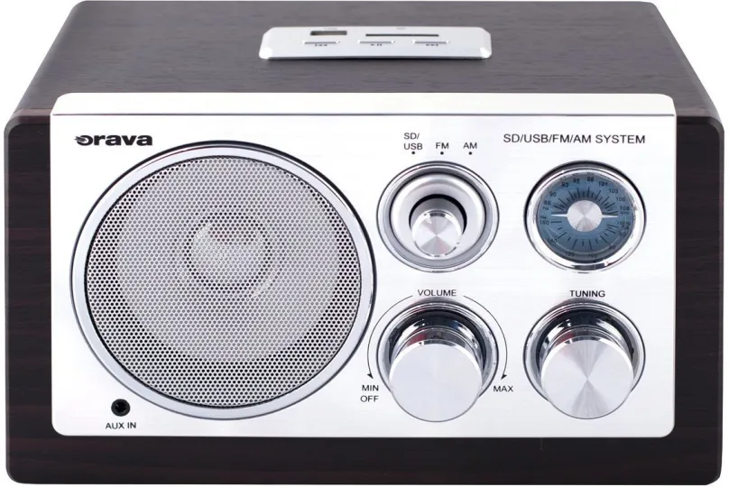 Rádio Orava RR-29 B, klasické, prenosné, AM a FM tuner, výkon 3 W, vstup USB a 3,5 mm Jack