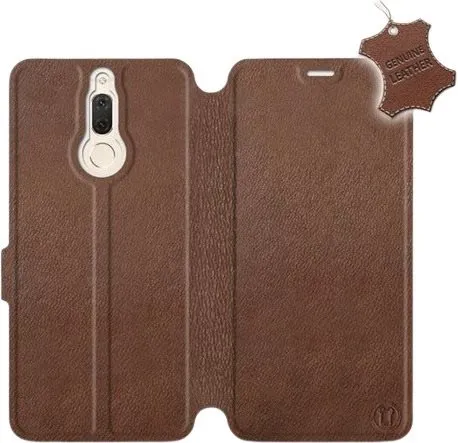 Kryt na mobil Flip puzdro na mobil Huawei Mate 10 Lite - Hnedé - kožené - Brown Leather