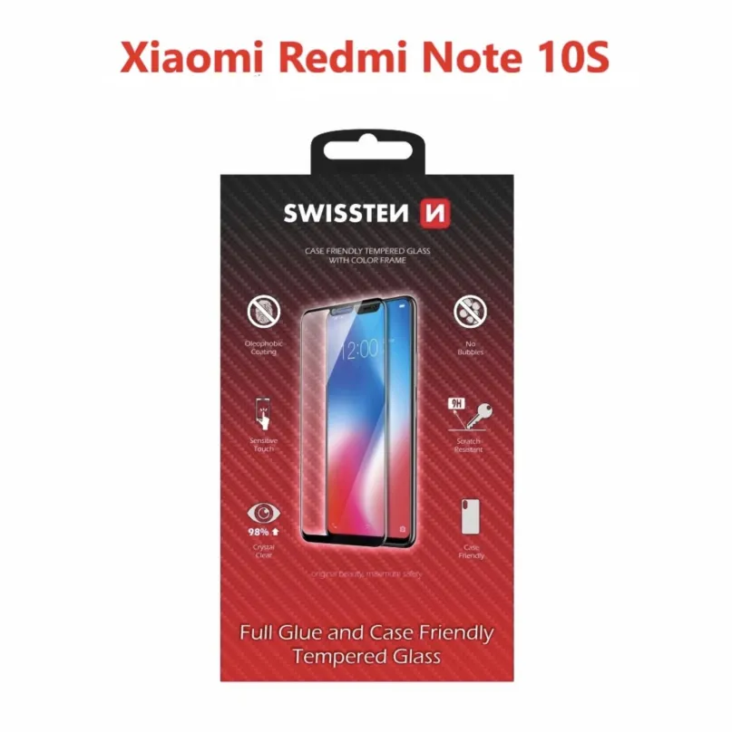 Ochranné sklo Swissten Case Friendly pre Xiaomi Redmi Note 10S čierne