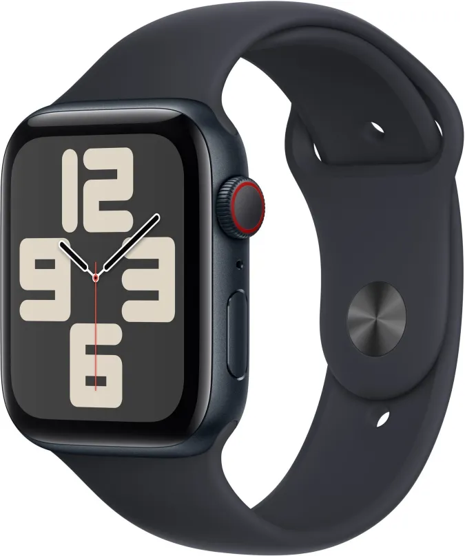 Chytré hodinky Apple Watch SE Cellular 44mm Temne atramentový hliník s temne atramentovým športovým remienkom - S/M