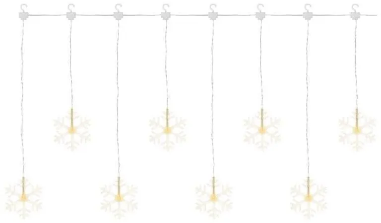 Svetelná reťaz EMOS LED vianočný záves – snehové vločky, 84 cm, vonkajšia aj vnútorná, teplá biela