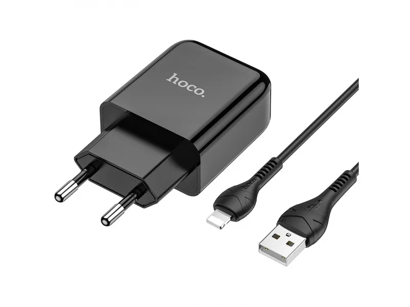Hoco set adaptéra s USB portom as káblom Lightning 1m N2 Vigour čierna