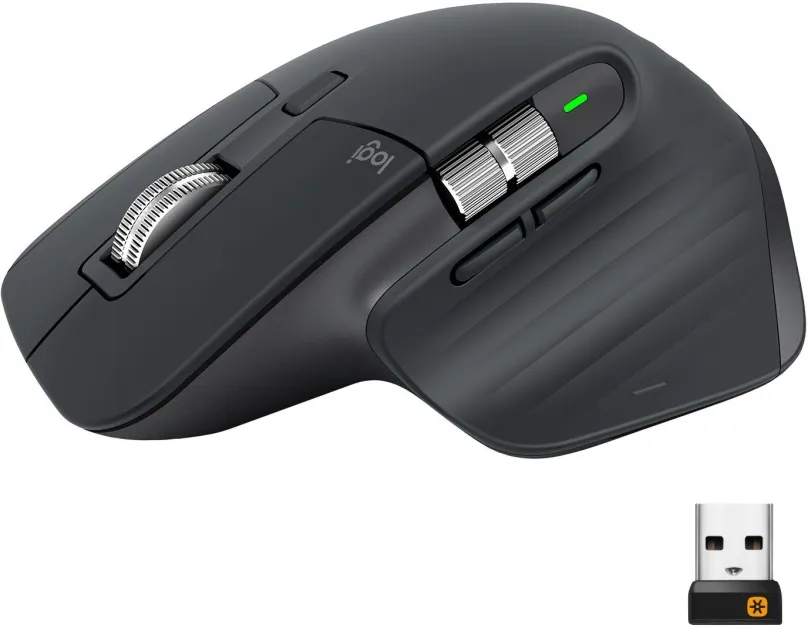 Myš Logitech MX Master 3 Graphite, bezdrôtová, laserová, 4000DPI, 7 tlačidiel, užívateľské