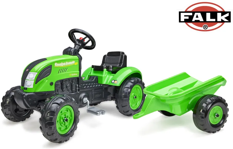 Falk Šliapací traktor 2057L Country Farmer s prívesom - zelený
