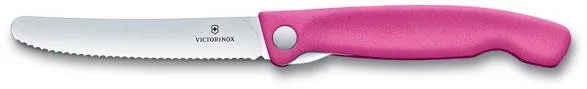 Kuchynský nôž Victorinox skladací desiatový nôž Swiss Classic, ružový, vlnkované ostrie 11cm