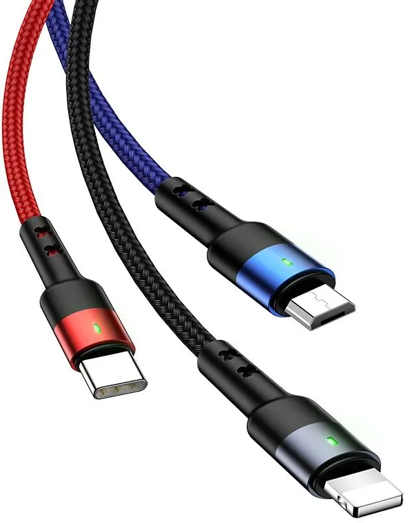 Dátový kábel USAMS US-SJ410 U26 3in1 Charging & Data Cable 3m black