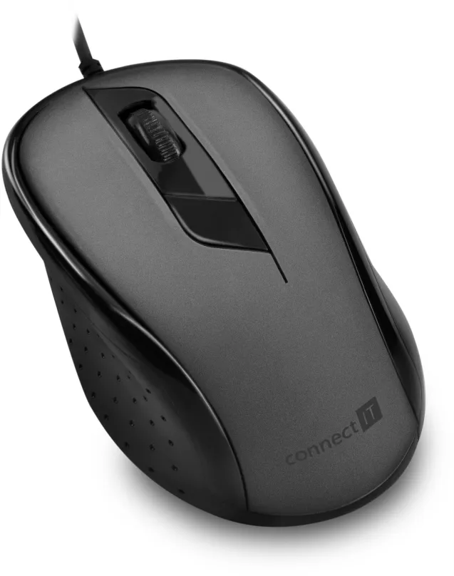 Myš CONNECT IT Optical USB mouse šedá, drôtová, optická, pre pravákov, pripojenie cez USB,