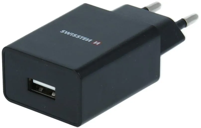 Nabíjačka do siete Swissten sieťový adaptér Smart IC 1x USB 1A power + dátový kábel USB / microUSB 1.2m čierny