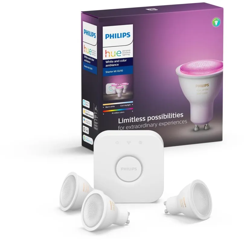 LED žiarovka Philips Hue White and Color ambiance 5.7W GU10 starter kit