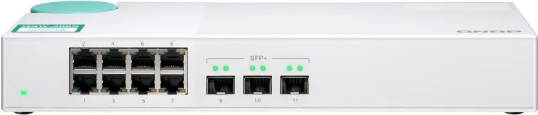 Switch QNAP QSW-308S, desktop, 8x RJ-45, 3x SFP, 11x 10/100/1000Base-T, prenosová rýchlosť