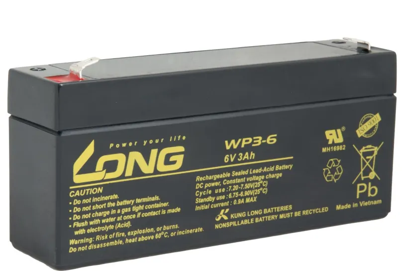Batéria pre záložné zdroje LONG batéria 6V 3Ah F1 (WP3-6)