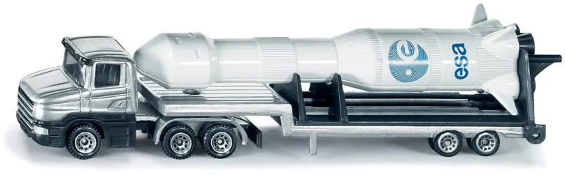 Kovový model Siku Blister - Ťahač s podvalníkom a raketou