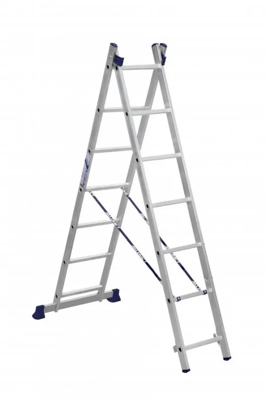 Rebrík Alumet, univerzálny 2-dielny rebrík, 2x7 priečok, 33 x 197 cm, max. 150 kg