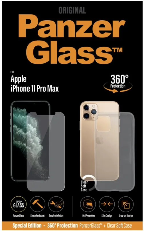 Ochranné sklo PanzerGlass Standard Bundle pre Apple iPhone 11 Pro Max (Standard fit + Clear TPU Case)