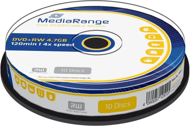 Médiá MEDIARANGE DVD+RW 4,7GB 4x spindl 10ks