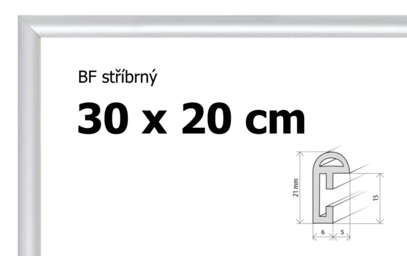 BFHM Plastový rám 30x20cm - strieborný