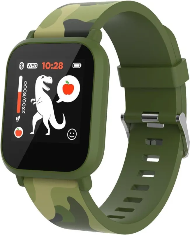 Chytré hodinky Canyon My Dino KW-33 zelené, detské, s ovládaním v slovenčine, IPS displej,