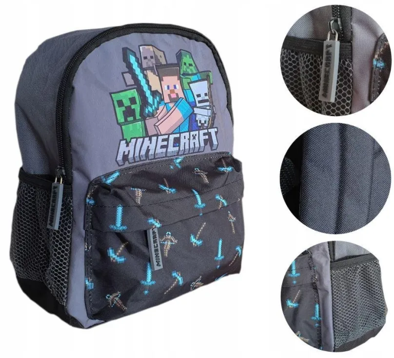 Detský batoh FASHION UK Batoh Minecraft, šedý