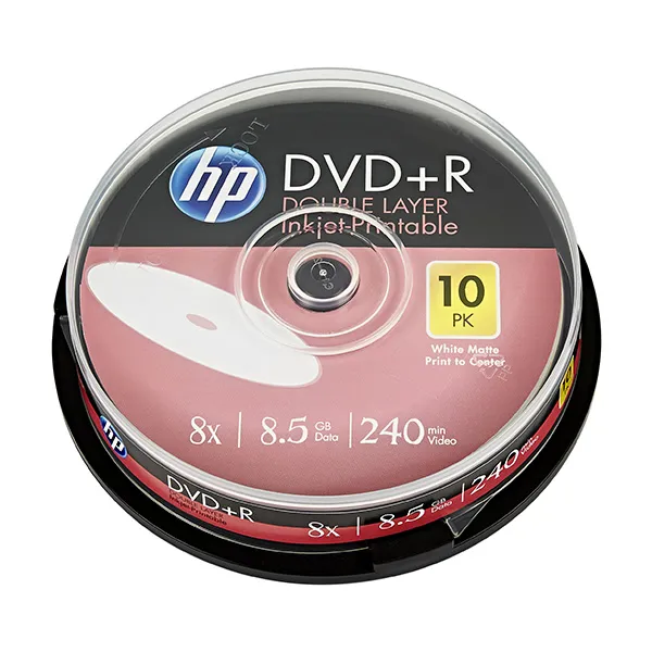 HP DVD+R DL, Double Layer Inkjet Printable, DRE00060WIP-3, 8.5GB, 8x, cake box, 10-pack, 12cm, pre archiváciu dát