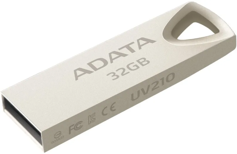Flash disk ADATA UV210 32 GB, 32 GB - USB 2.0, konektor USB-A, s pútkom na kľúče, materiál