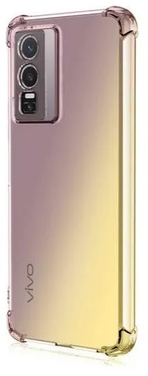 Kryt na mobil TopQ Kryt Vivo Y76 5G silikón Shock dúhový purpurovo-žltý 72251