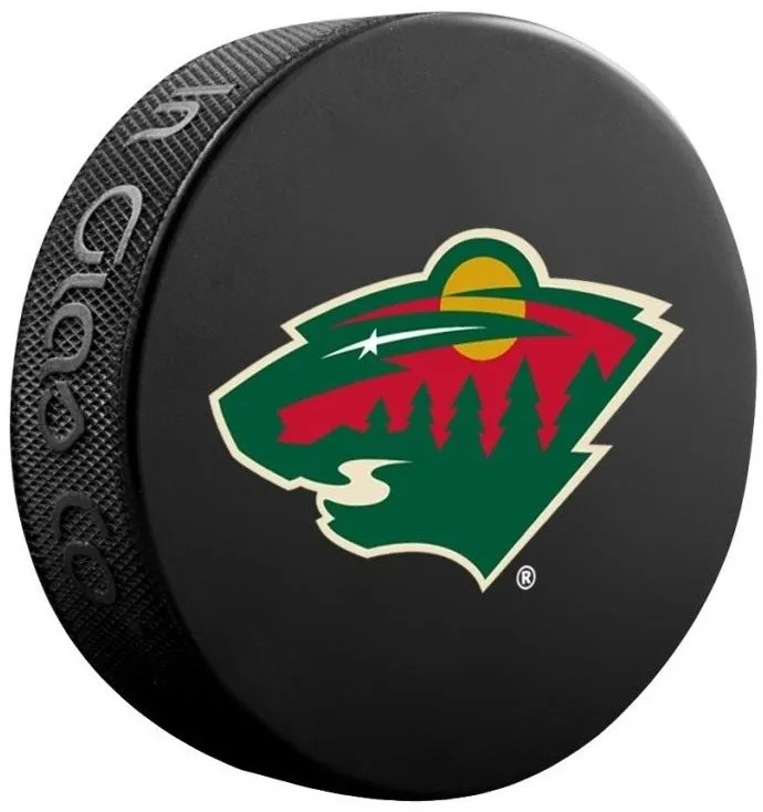 Puk InGlasCo NHL Logo Blister, 1 ks, Minnesota Wild, čierna, červená a zelená farba, s log