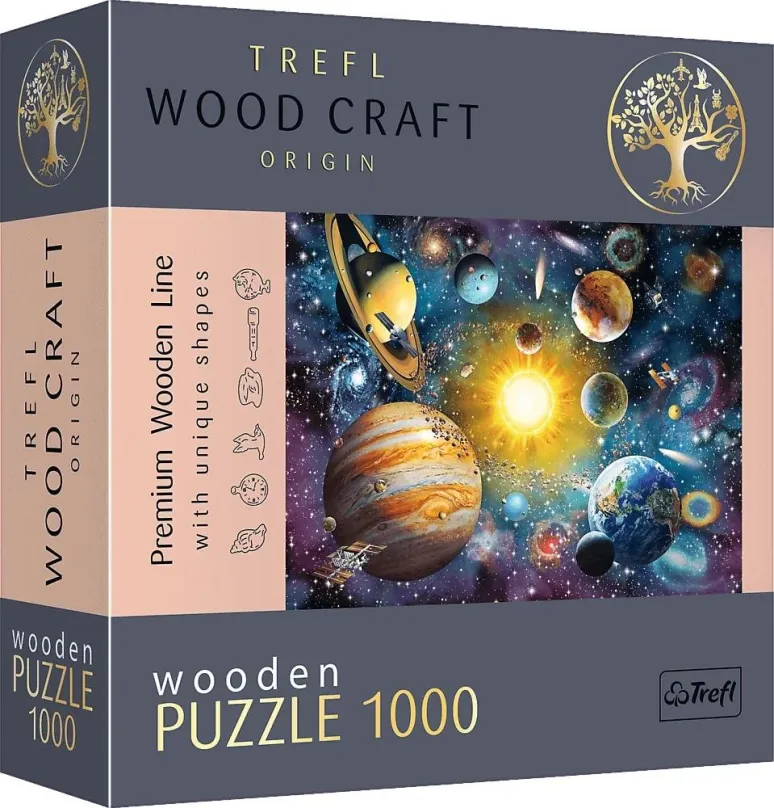 Drevené puzzle Trefl Wood Craft Origin puzzle Cesta slnečnou sústavou 1000 dielikov