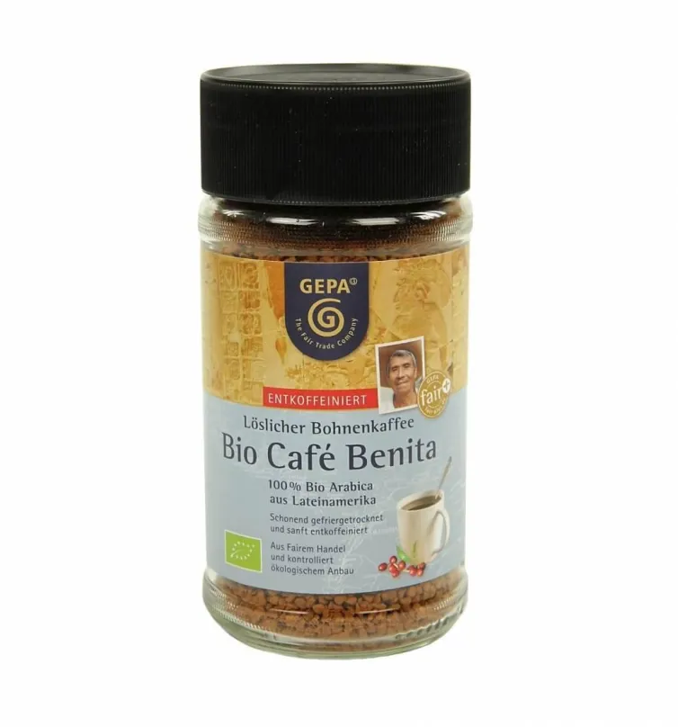Káva Gepa Instantná káva Fairtrade BIO Benita Premium BEZ KOFEÍNU 100 g