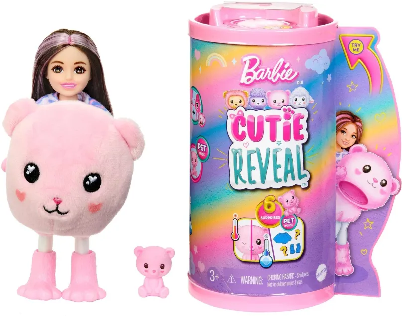 Bábika Barbie Cutie Reveal Chelsea pastelová edícia - Medveď